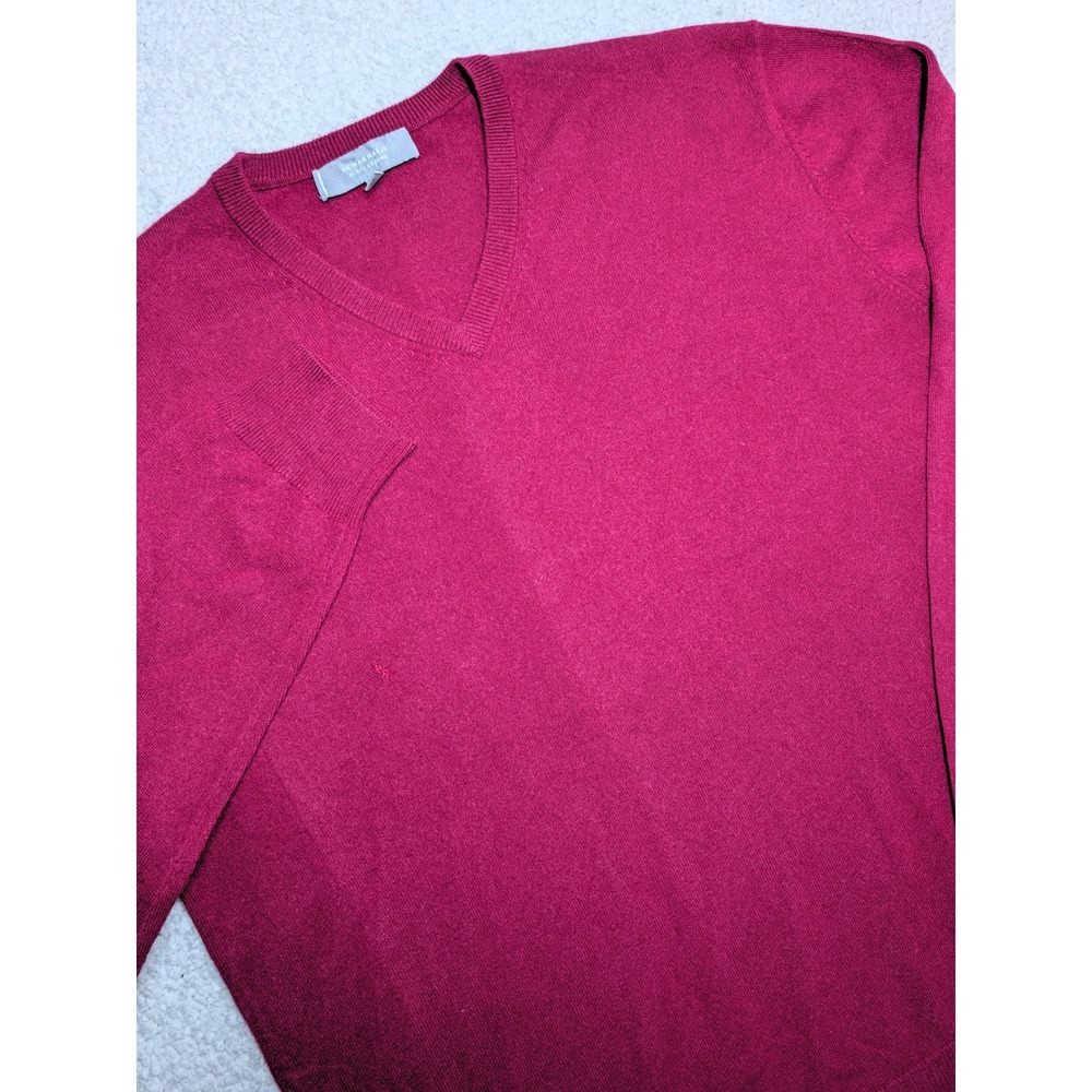 Neiman Marcus Mens Cloud Cashmere V-Neck Sweater Burgundy XXL 100% Cashmere